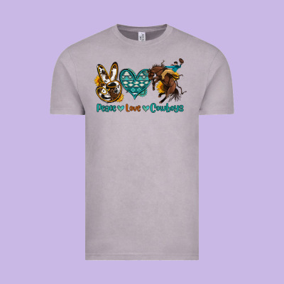 Peace Love Cowboys Vintage Tee Designed By Oliviacreatesart