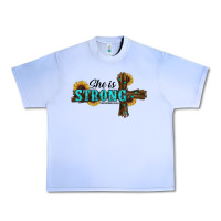 Grape Ice She Is Strong Western Cross Urban Heavy Tee - RanaPortraitStore