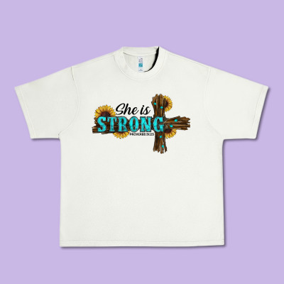 She Is Strong Western Cross Urban Heavy Tee Designed By Ranaportraitstore