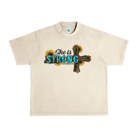 Sandshell She Is Strong Western Cross Urban Heavy Tee - RanaPortraitStore