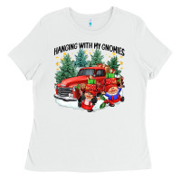 White hanging with my gnomies Ladies Tee - CowGirlArtShop