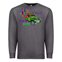 Charcoal Heather mardi gras with truck Premium Sweatshirt - AdoDesignShop