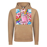 Vintage Coffee unicorn coffe cup and star with rainbow seamless pattern bbs Vintage Hoodie - BundleAndBundleShop