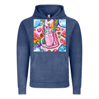 Vintage Denim unicorn coffe cup and star with rainbow seamless pattern bbs Vintage Hoodie - BundleAndBundleShop