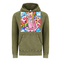 Vintage Olive unicorn coffe cup and star with rainbow seamless pattern bbs Vintage Hoodie - BundleAndBundleShop