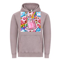 Vintage Zinc unicorn coffe cup and star with rainbow seamless pattern bbs Vintage Hoodie - BundleAndBundleShop