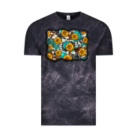 Cloud Black cowhide  turquoise sunflowers pattern olivia Vintage Tee - OliviaCreatesArt