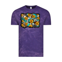 Cloud Purple cowhide  turquoise sunflowers pattern olivia Vintage Tee - OliviaCreatesArt