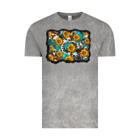 Cloud Rock cowhide  turquoise sunflowers pattern olivia Vintage Tee - OliviaCreatesArt