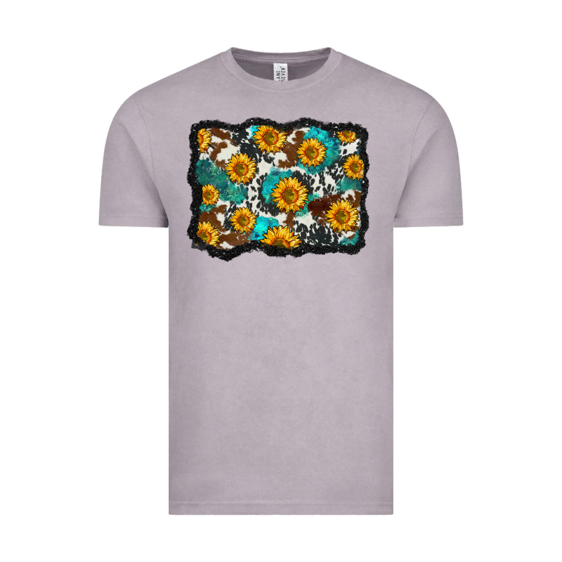 Cowhide  Turquoise Sunflowers Pattern Olivia Vintage Tee by OliviaCreatesArt | Teevron