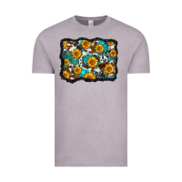 Vintage Zinc cowhide  turquoise sunflowers pattern olivia Vintage Tee - OliviaCreatesArt
