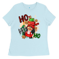 Baby Blue ho ho ho girl gnome Ladies Tee - CowGirlArtShop