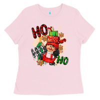 Bubblegum Pink ho ho ho girl gnome Ladies Tee - CowGirlArtShop