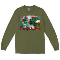 Army Green merry christmas santa polar express Long Sleeve Tee - FaDigitalArtStudio