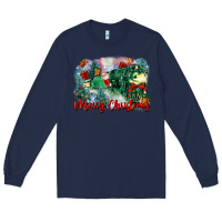Navy merry christmas santa polar express Long Sleeve Tee - FaDigitalArtStudio