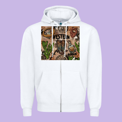 Western Rodeo Zipper Hoodie Designed By Adodesignshop