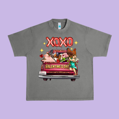 Valentine's Day Truck Farm Animals Cupid Xoxo Urban Heavy Tee Designed By Fadigitalartstudio