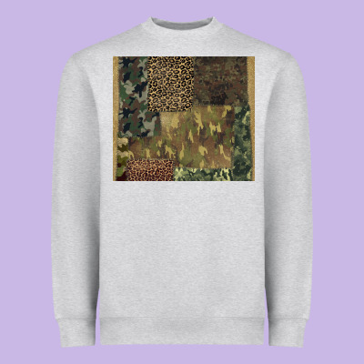 Camouflage Leopard Patches Heavyweight Sweatshirt Designed By Barkaloodesign