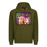 Army Green mardi gras western leopard pigs Premium Hoodie - Jasminsmagicworld