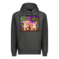 Charcoal Heather mardi gras western leopard pigs Premium Hoodie - Jasminsmagicworld