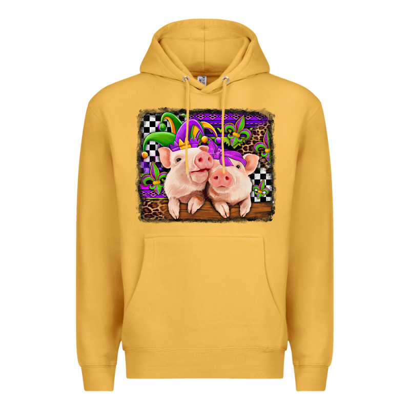 Mardi Gras Western Leopard Pigs Premium Hoodie by Jasminsmagicworld | Teevron