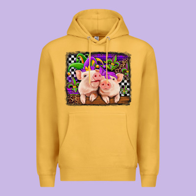 Mardi Gras Western Leopard Pigs Premium Hoodie Designed By Jasminsmagicworld
