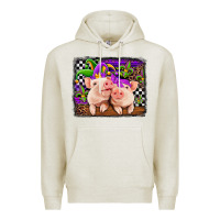 Oatmeal Heather mardi gras western leopard pigs Premium Hoodie - Jasminsmagicworld