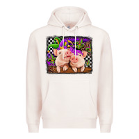 Pale Pink mardi gras western leopard pigs Premium Hoodie - Jasminsmagicworld