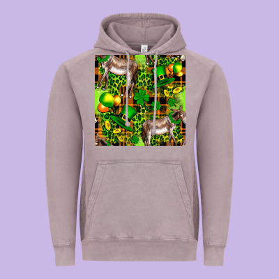 St. Patrick's Donkey With Leprechaun Vintage Hoodie Designed By Fadigitalartstudio
