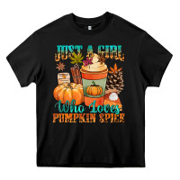 Black Just a girl who loves pumpkin spice Heavy Core Tee - NancyCooperArtShop