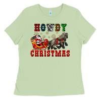 Matcha howdy christmas with santa riding his sleighs Ladies Tee - CowGirlArtShop
