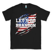 Black Let's Go Brandon Ripped Cloth with American Flag Classic Tee - Jasminsmagicworld