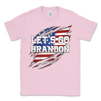 Bubblegum Pink Let's Go Brandon Ripped Cloth with American Flag Classic Tee - Jasminsmagicworld