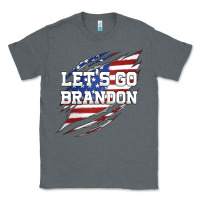 Charcoal Heather Let's Go Brandon Ripped Cloth with American Flag Classic Tee - Jasminsmagicworld