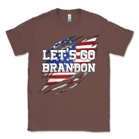 Chestnut Let's Go Brandon Ripped Cloth with American Flag Classic Tee - Jasminsmagicworld