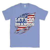Colony Blue Let's Go Brandon Ripped Cloth with American Flag Classic Tee - Jasminsmagicworld
