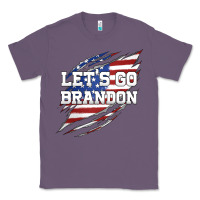 Lavender Let's Go Brandon Ripped Cloth with American Flag Classic Tee - Jasminsmagicworld