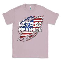 Lilac Let's Go Brandon Ripped Cloth with American Flag Classic Tee - Jasminsmagicworld