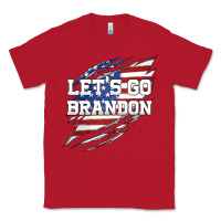 Red Let's Go Brandon Ripped Cloth with American Flag Classic Tee - Jasminsmagicworld