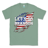 Sage Let's Go Brandon Ripped Cloth with American Flag Classic Tee - Jasminsmagicworld