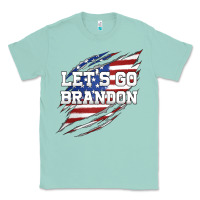 Seafoam Let's Go Brandon Ripped Cloth with American Flag Classic Tee - Jasminsmagicworld