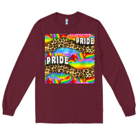 Burgundy Pride lgbtq leopard with love and rainbow seamless Long Sleeve Tee - BundleAndBundleShop