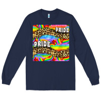 Navy Pride lgbtq leopard with love and rainbow seamless Long Sleeve Tee - BundleAndBundleShop
