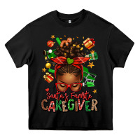 Black santas favorite caregiver afro messy bun Heavy Core Tee - texasbilliewilder