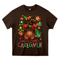 Chocolate Brown santas favorite caregiver afro messy bun Heavy Core Tee - texasbilliewilder