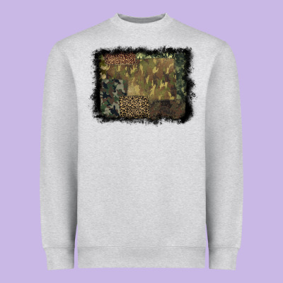 Camouflage Leopard Background Heavyweight Sweatshirt Designed By Barkaloodesign
