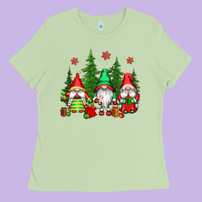 Christmas Gnomies Ladies Tee Designed By Cowgirlartshop