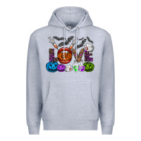 Heather Grey love  halloween Premium Hoodie - CowhideDigitalArt