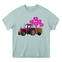 Arona valentines day pink tractor with pink heart balloo Heavy Core Tee - RanaPortraitStore