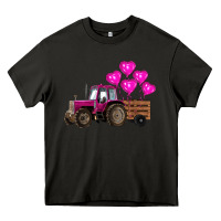 Asphalt valentines day pink tractor with pink heart balloo Heavy Core Tee - RanaPortraitStore